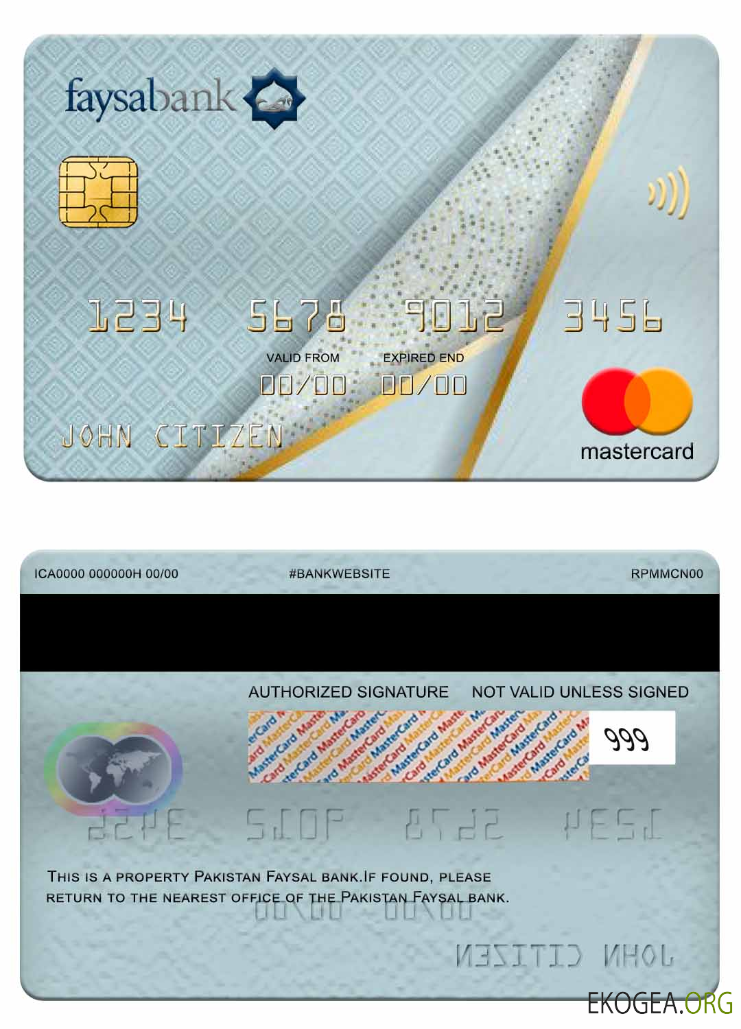 Carte Mastercard de la banque Faysal du Pakistan